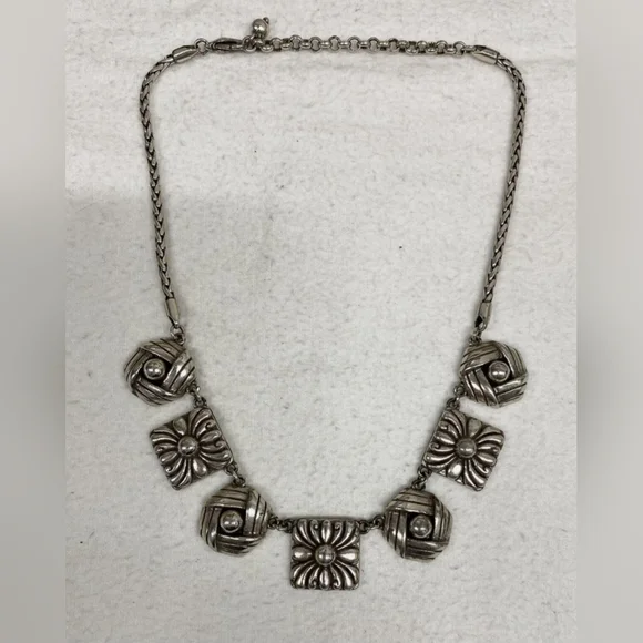 Vintage Brighton Silvertone Statement Necklace 18” Long - Picture 2 of 3